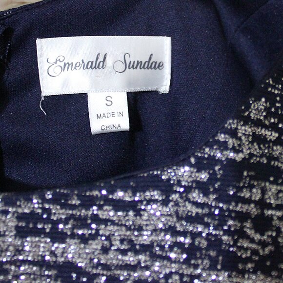 Textured Navy & Silver Sparkle Sleeveless Sheath Dress – Size S - Picture 9 of 9